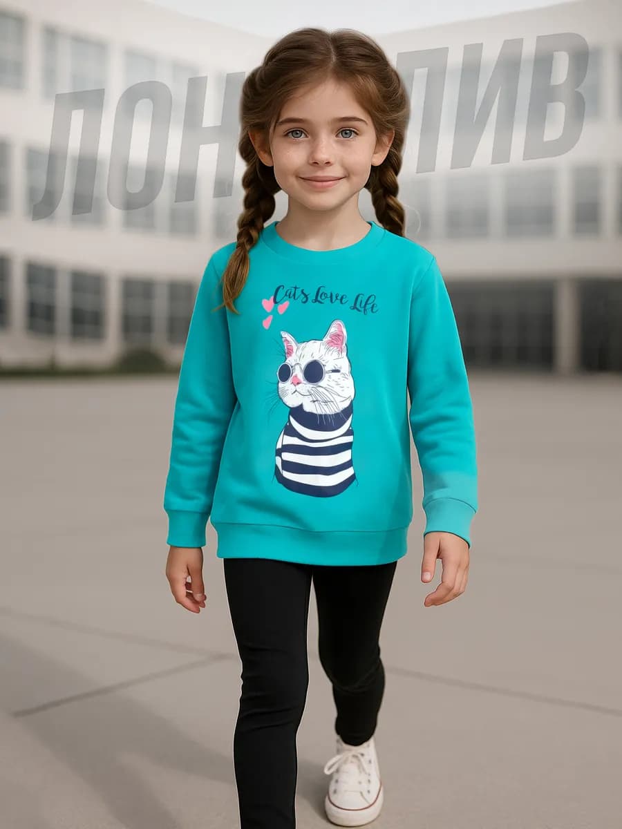 Лонгслив для подростка с принтом хлопок