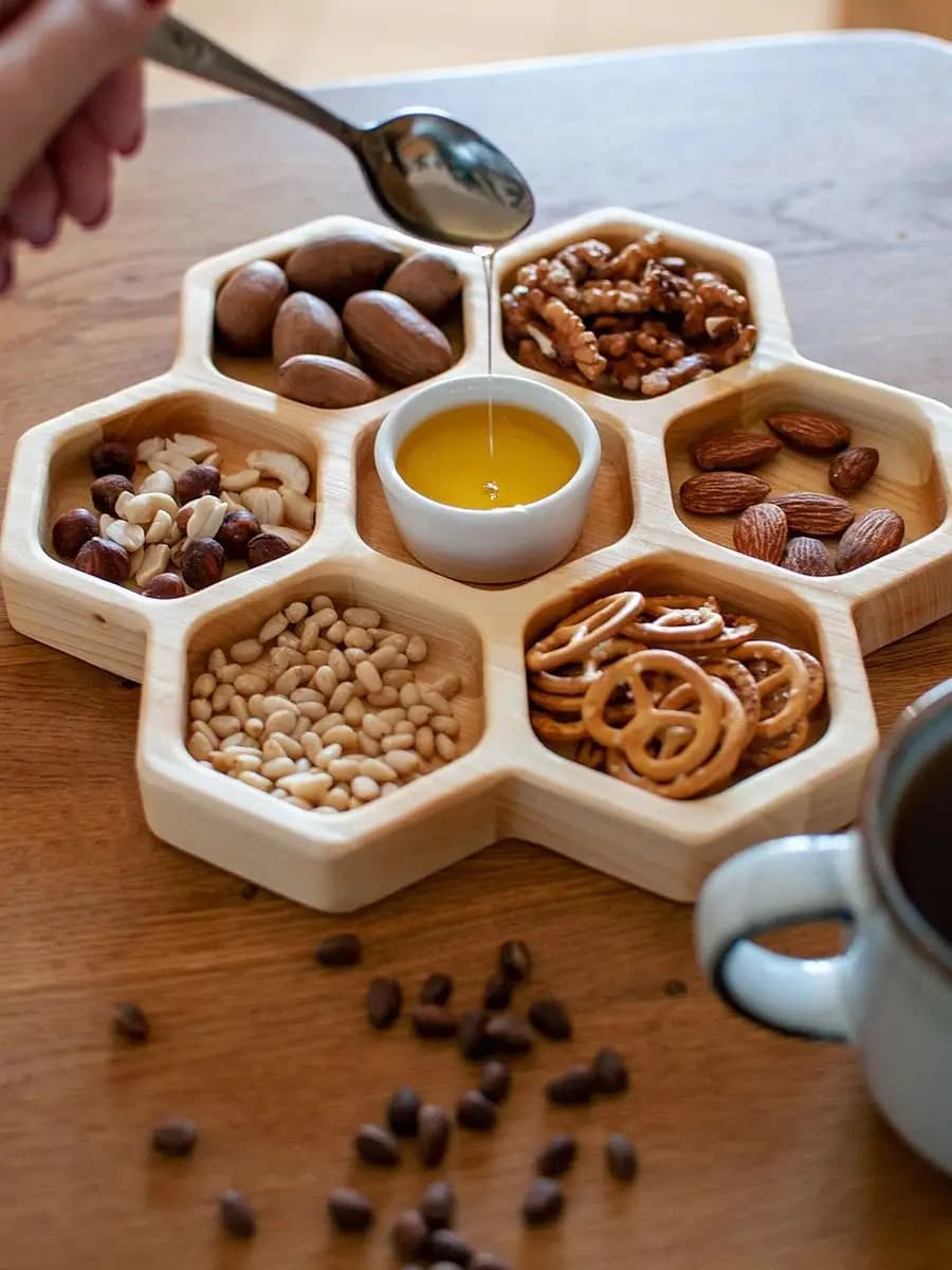 Менажница деревянная 7 отсеков 24,5 см