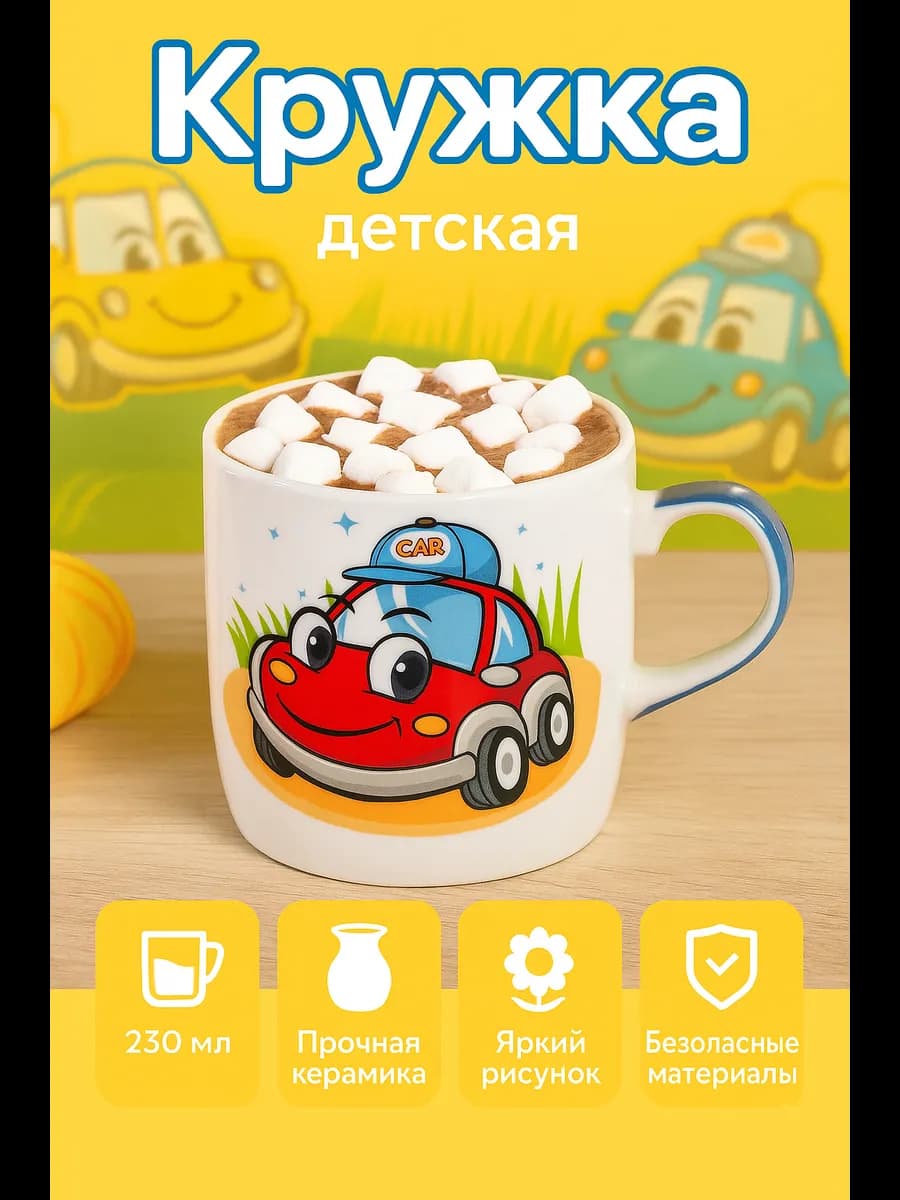 Кружка для чая керамическая 230 мл "Машинка" подарочная