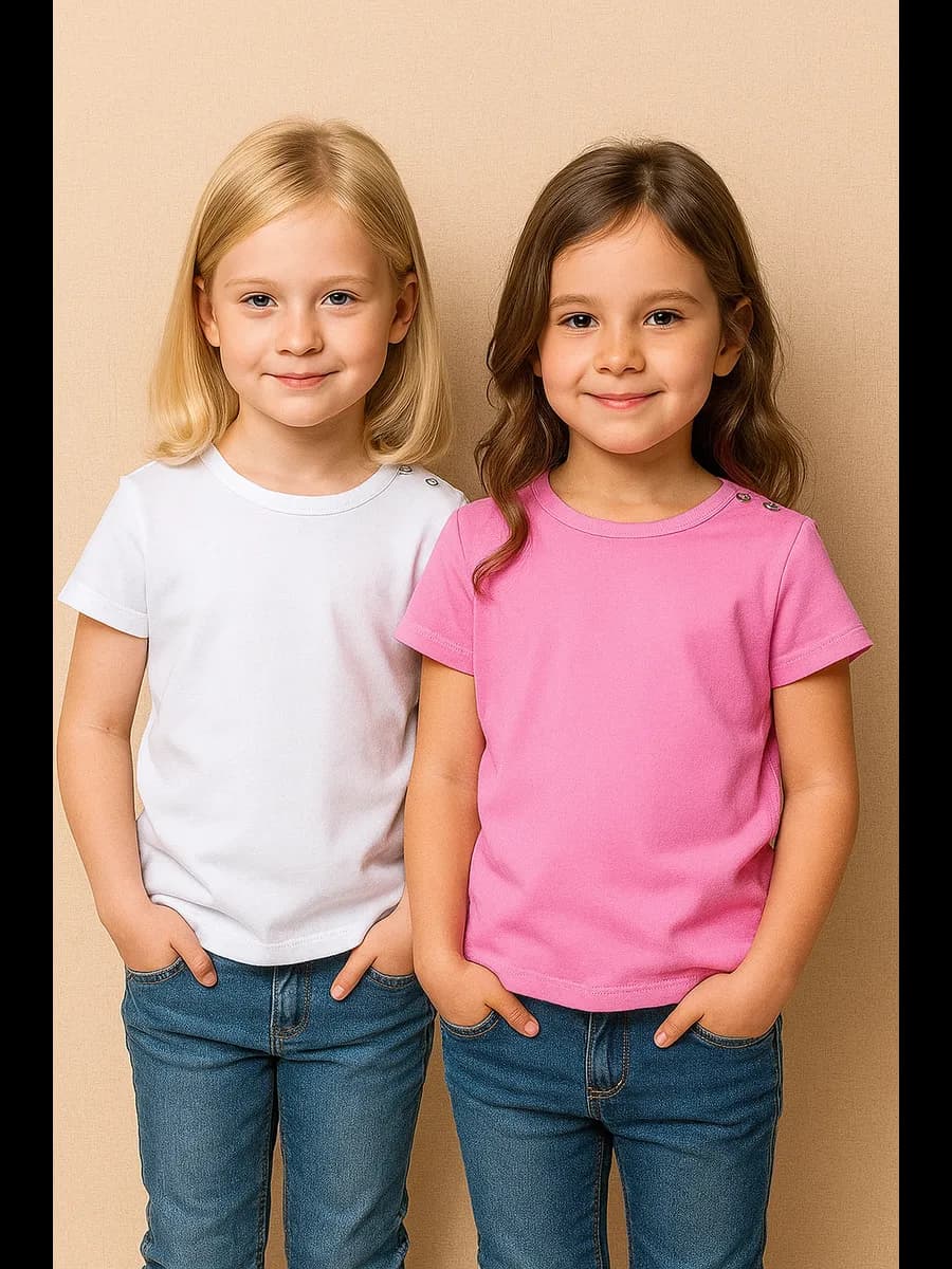 Комплект футболок базовый повседневный для детей с кнопками