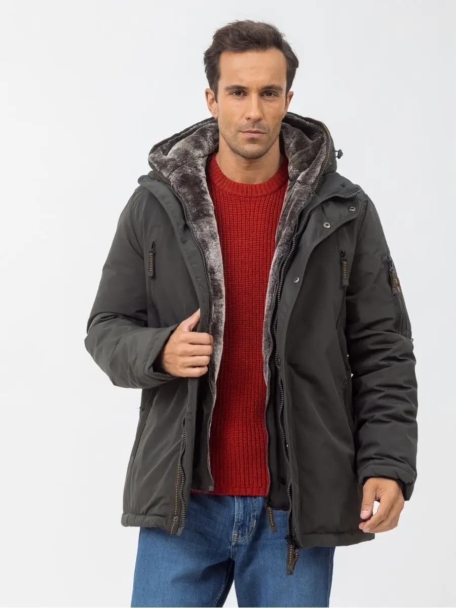 Куртка зимняя укороченная с капюшоном пуховик