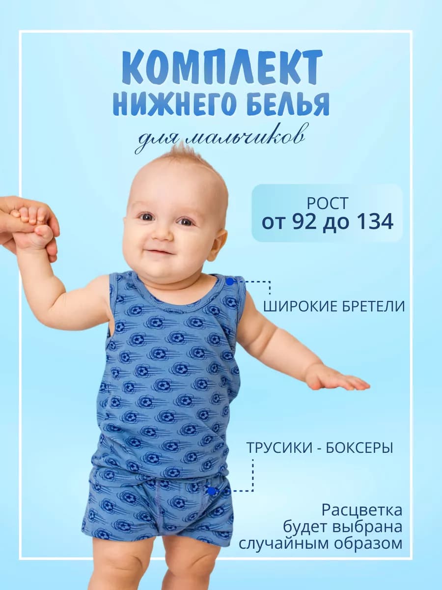 Комплект нижнего белья для мальчика майка и трусы