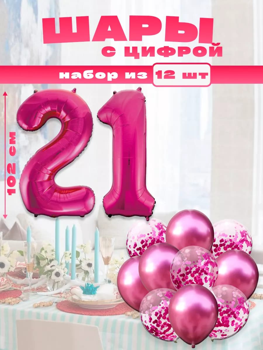 Воздушные шары с цифрой 21