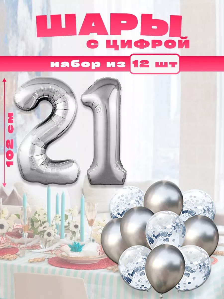Воздушные шары с цифрой 21