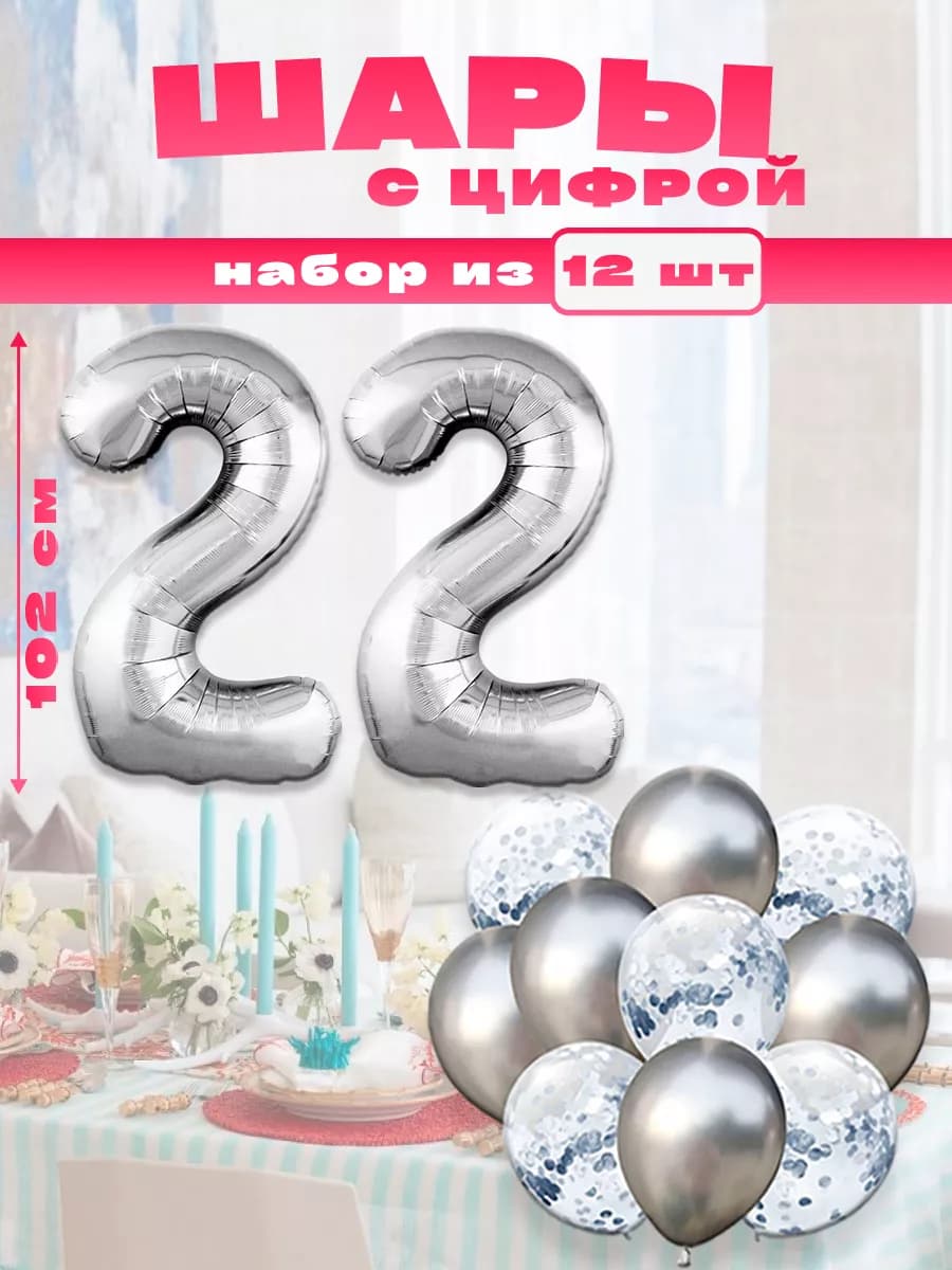 Воздушные шары с цифрой 22