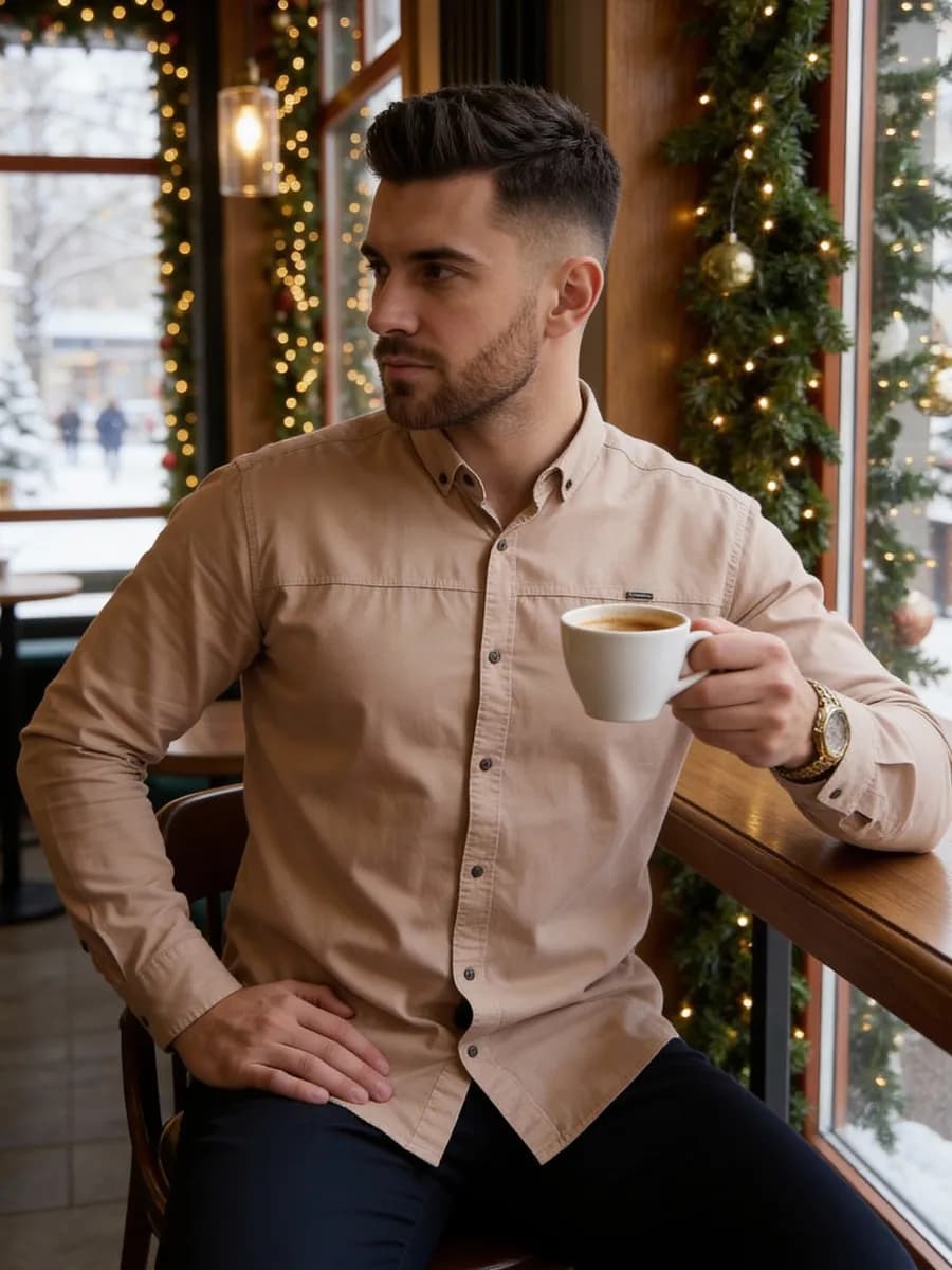 Рубашка мужская приталенная классическая