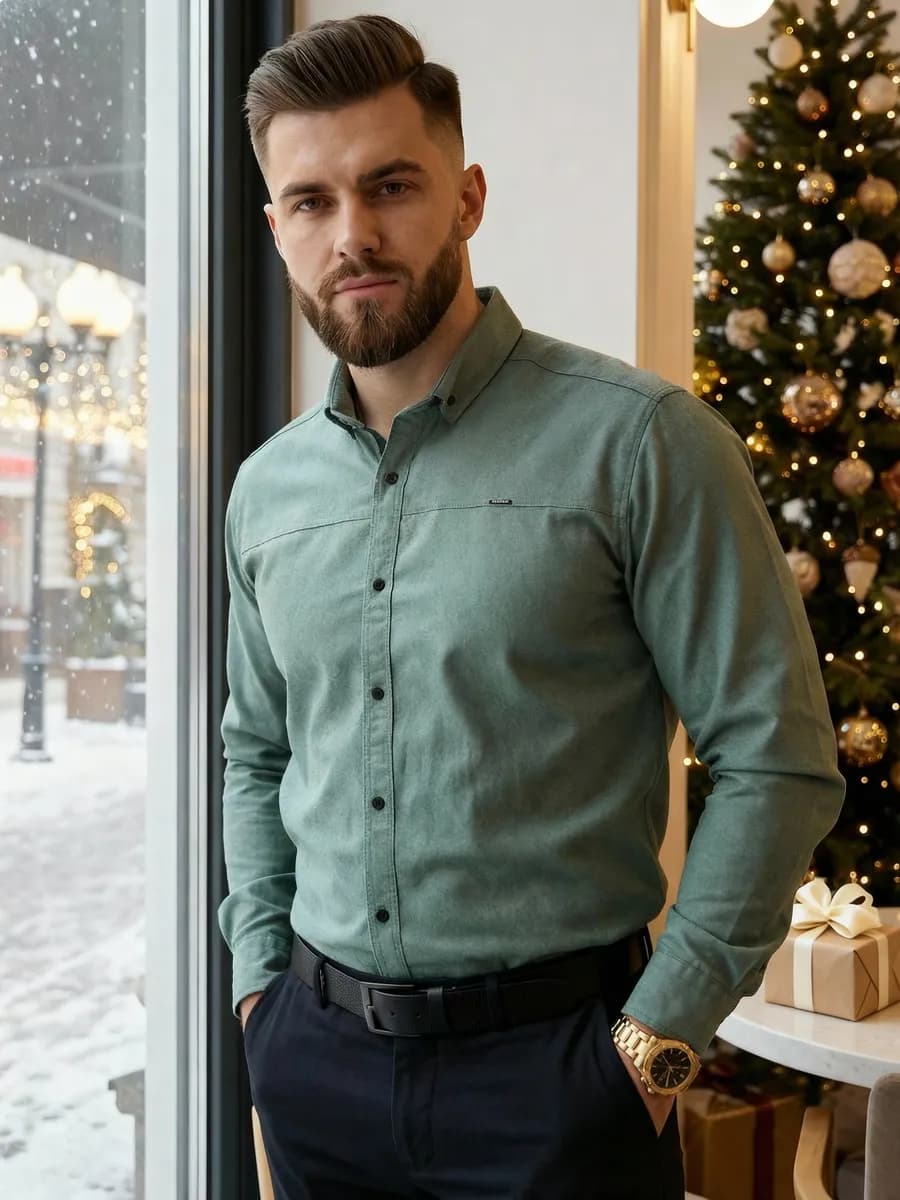 Рубашка мужская приталенная классическая