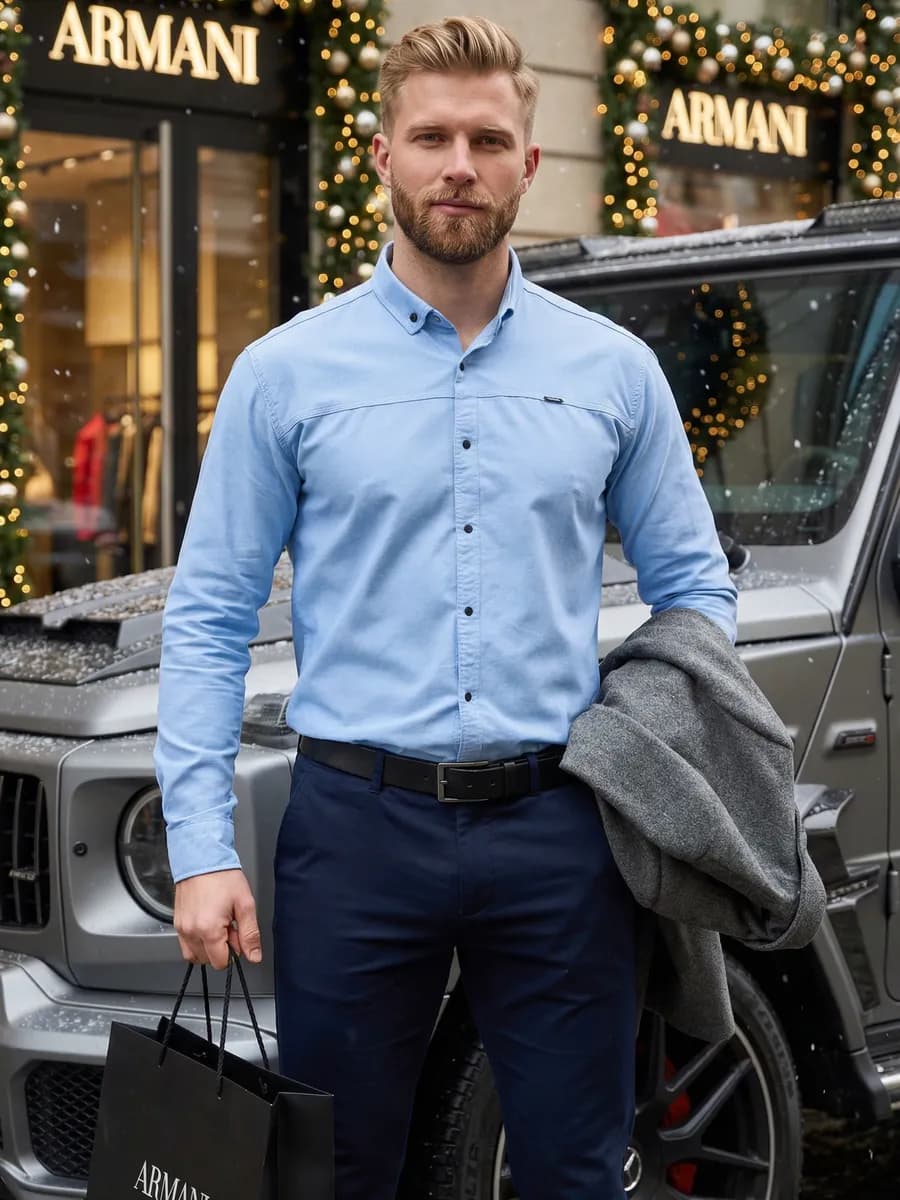 Рубашка мужская приталенная классическая