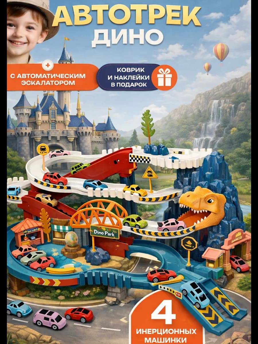 Автотрек с машинками, игрушечный транспорт