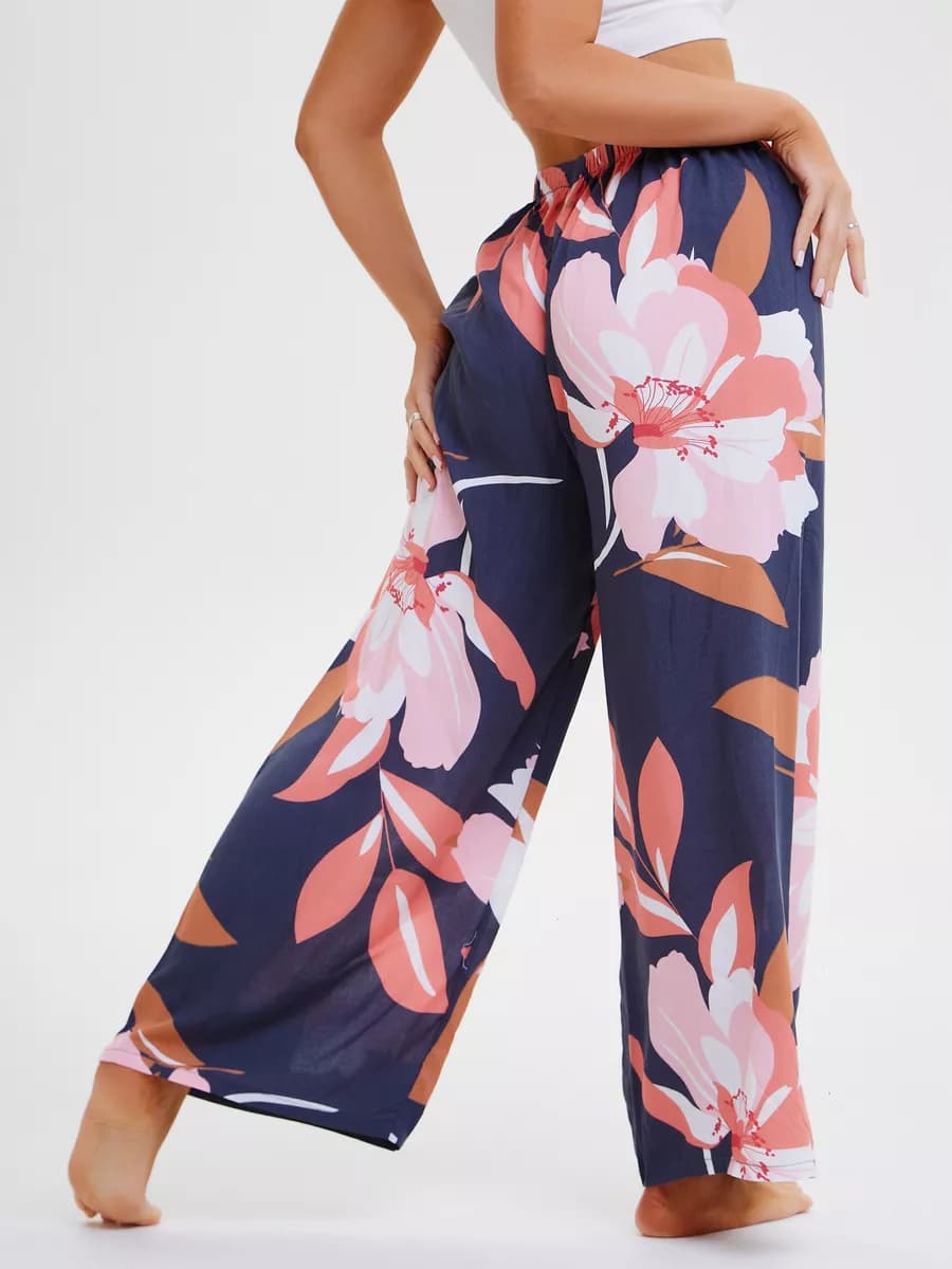 Брюки домашние женские, штаны прямые с принтом