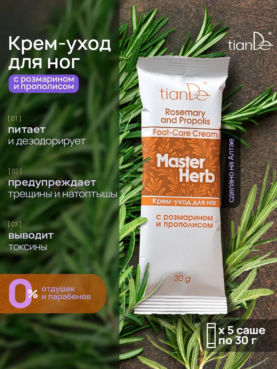 Крем уход для ног с мочевиной, дезодорант, детокс, 5 шт - фото 1