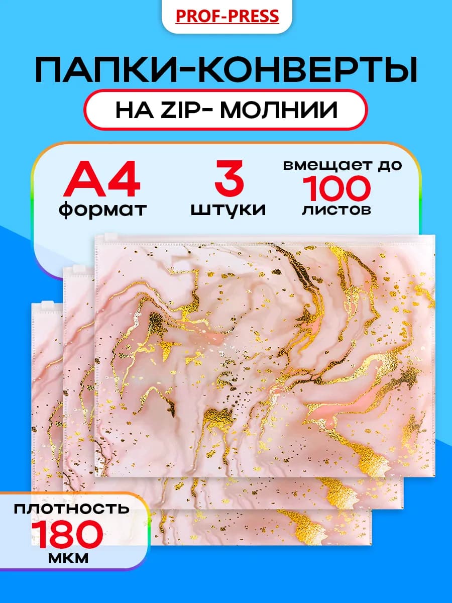 Папка конверт для документов на молнии комплект А4