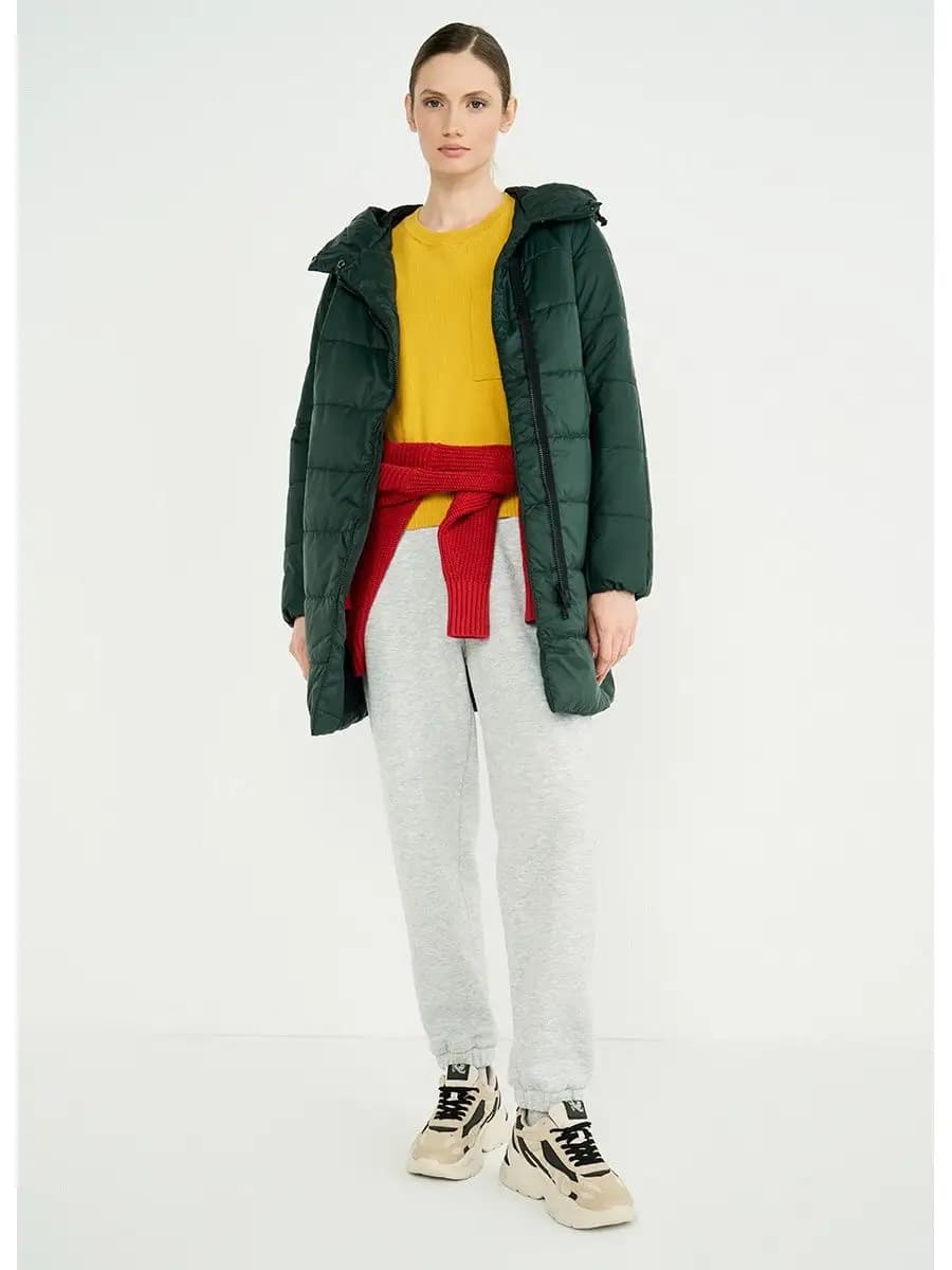 Удлиненная куртка утепленная стеганая