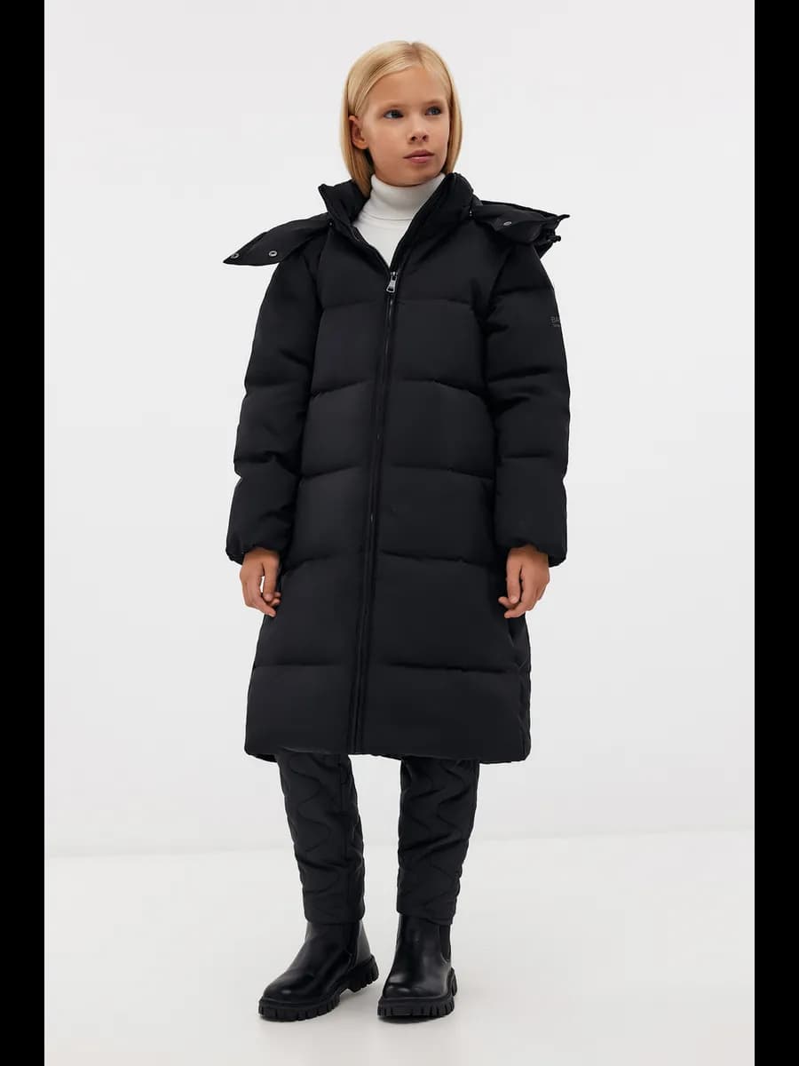 Пуховик длинный с капюшоном