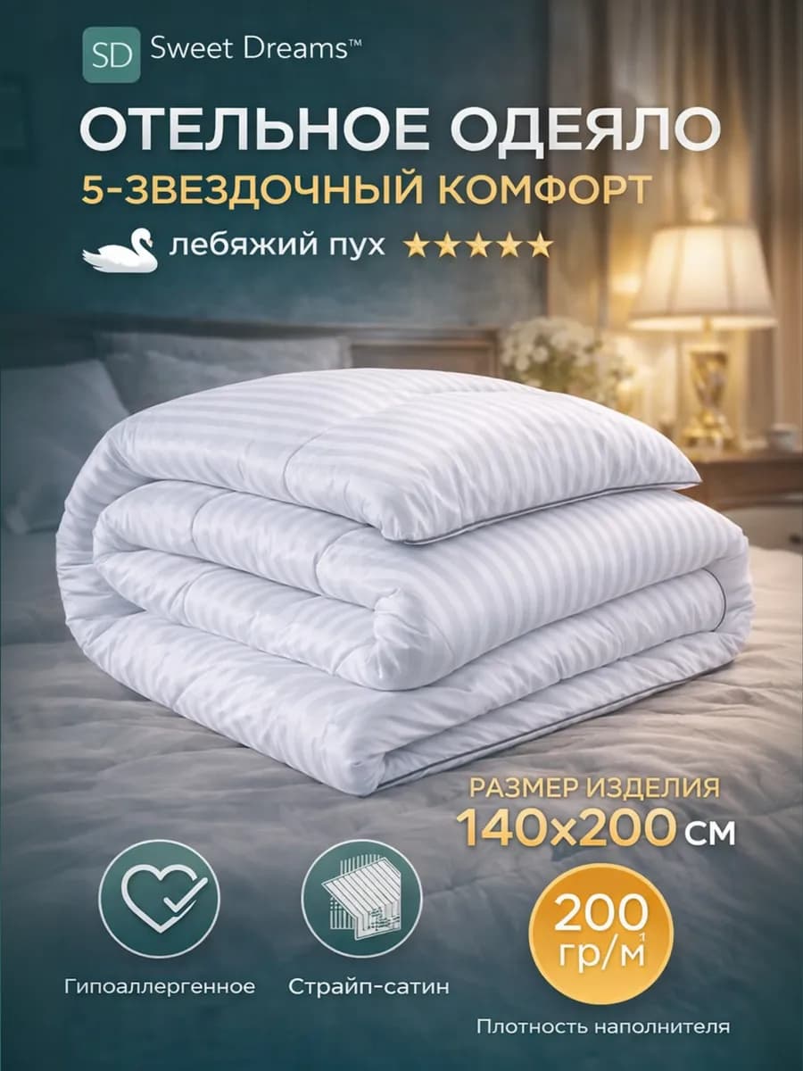 Одеяло всесезонное лебяжий пух 140х200 см