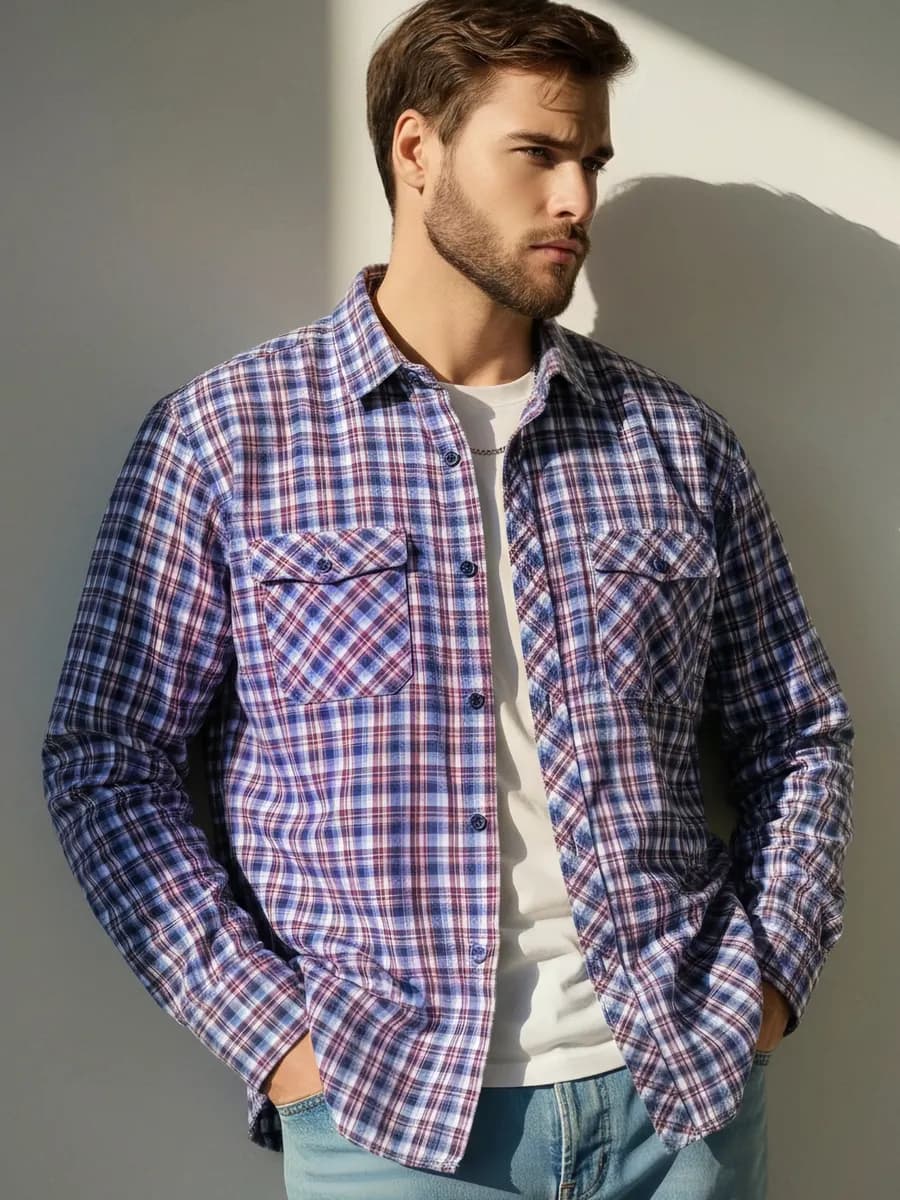 Рубашка с длинным рукавом клетчатая