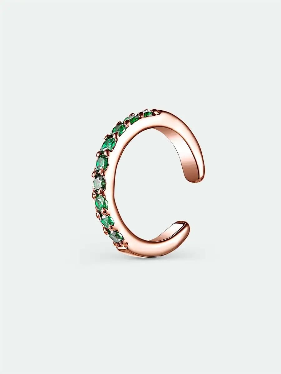 Серьги серебро 925 каффа с цветными фианитами