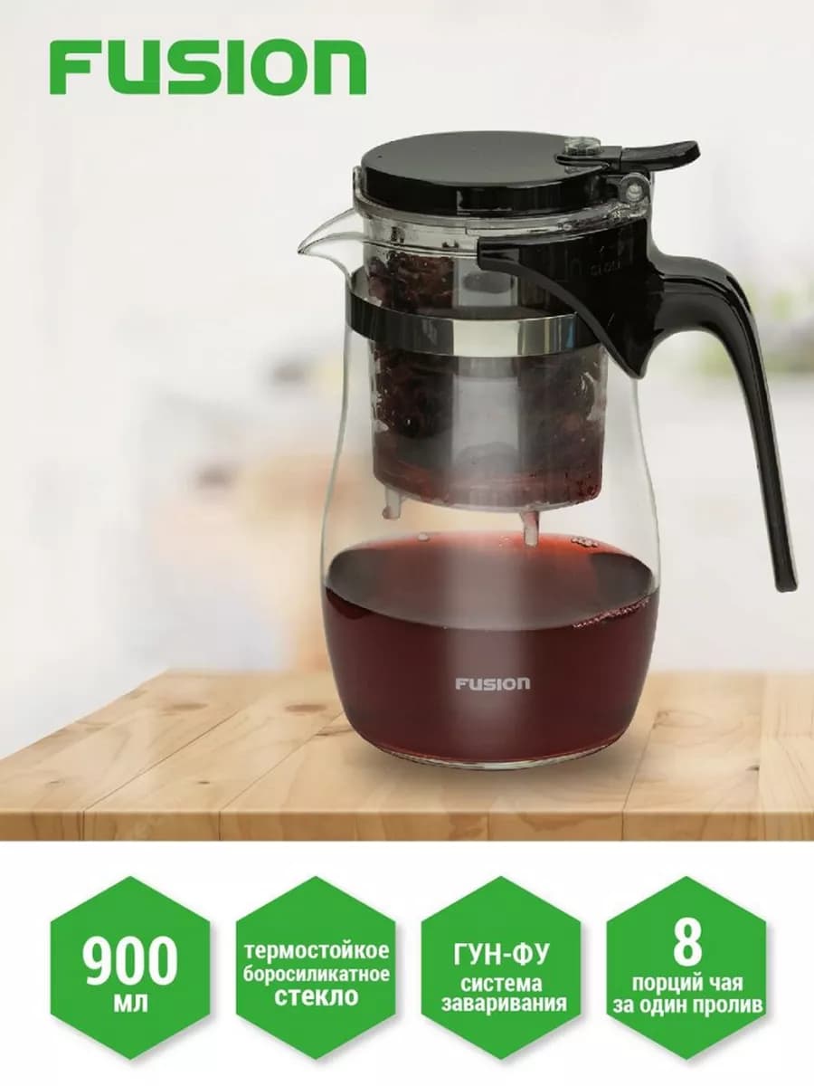 Чайник заварочный стеклянный ГУН-ФУ