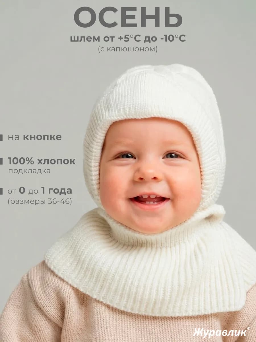 Шапка шлем для новорожденного малыша