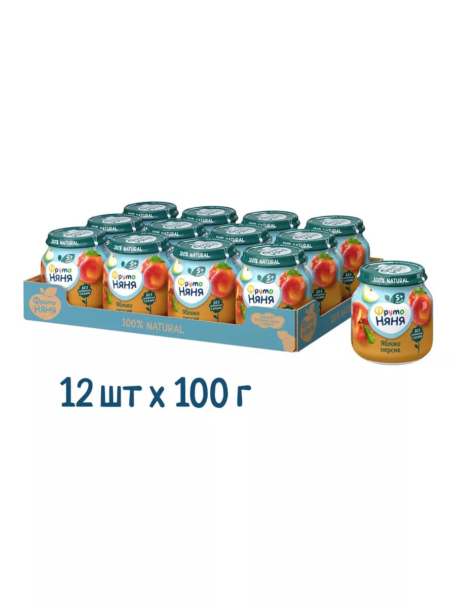 Пюре из яблок и персиков, 100г (12 шт)