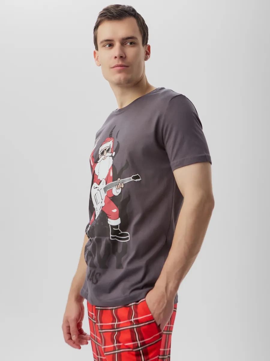 Пижама новогодняя футболка и брюки домашние