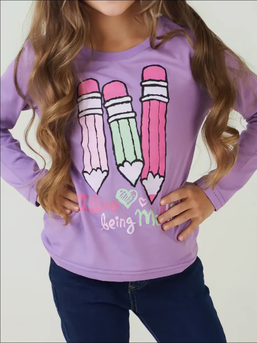 Лонгслив для девочки с принтом