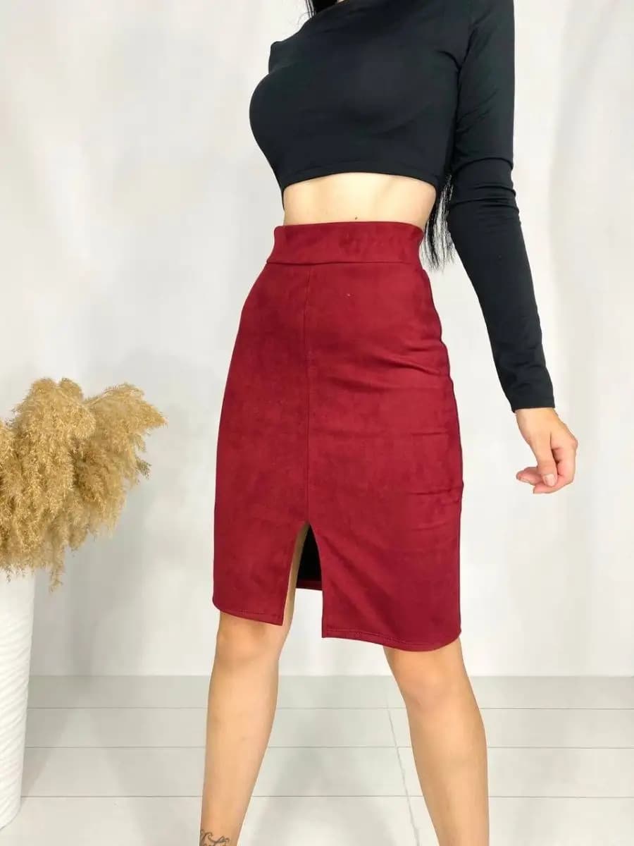 Юбка женская замшевая карандаш