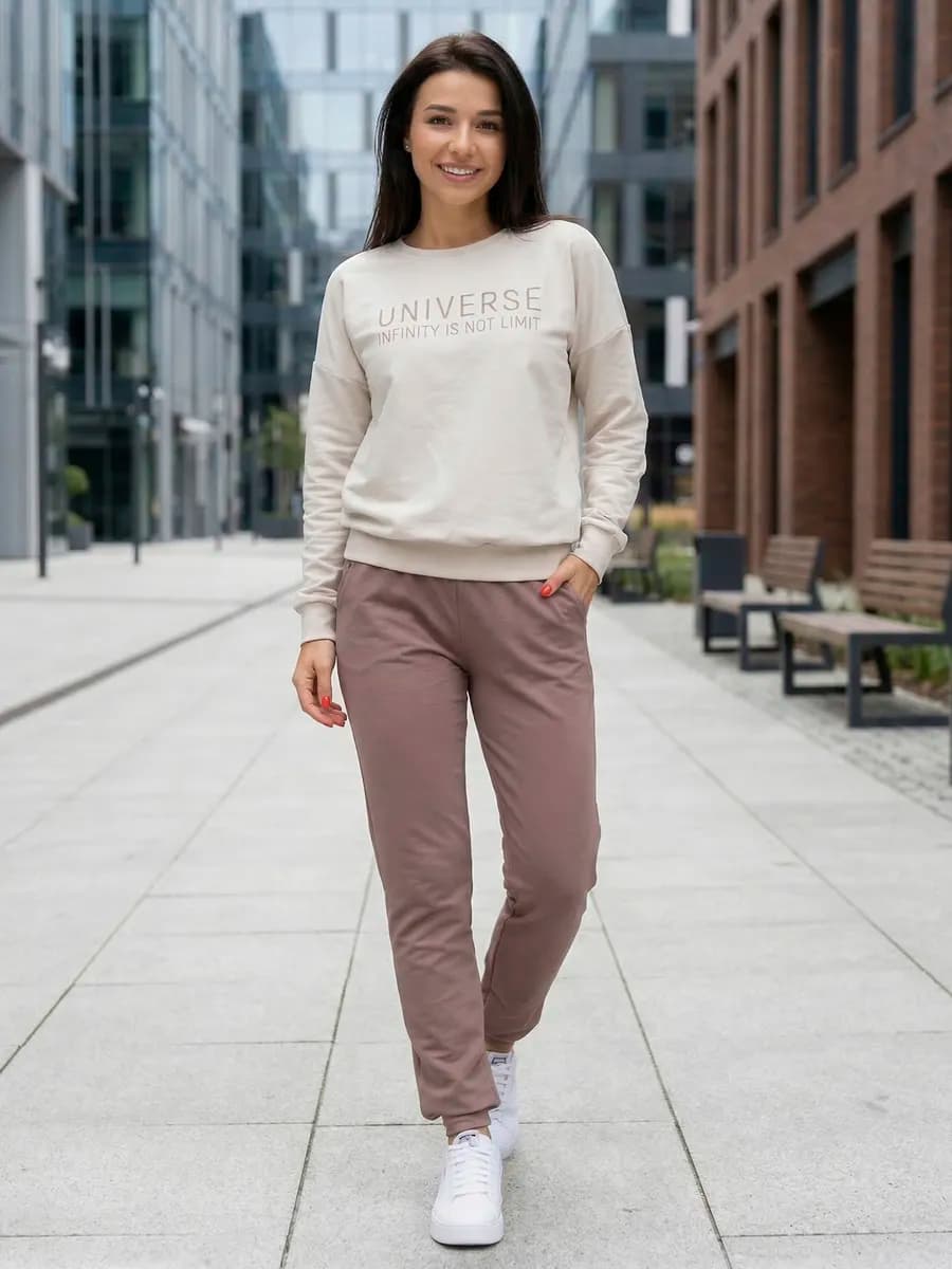 Спортивный костюм без начеса с принтом