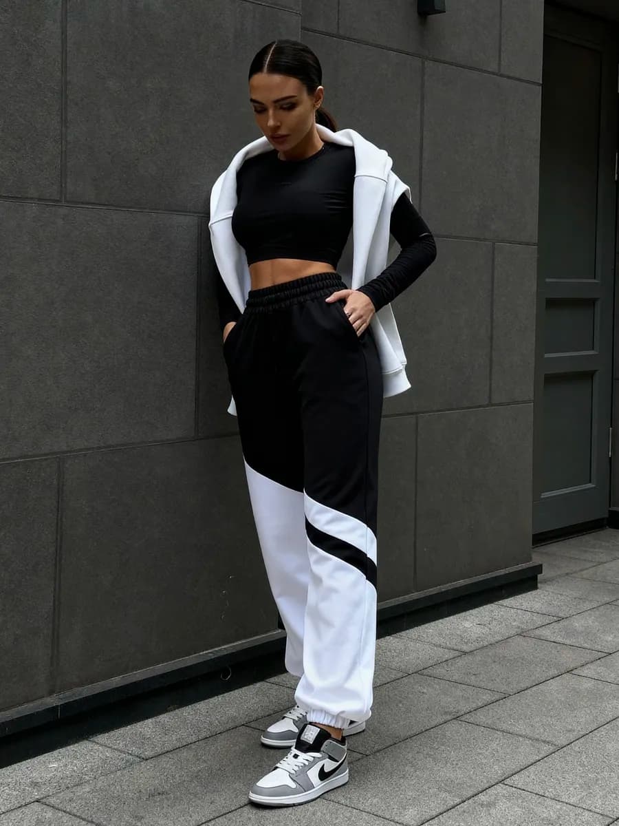 Брюки спортивные больших размеров багги джоггеры у2к - фото 1