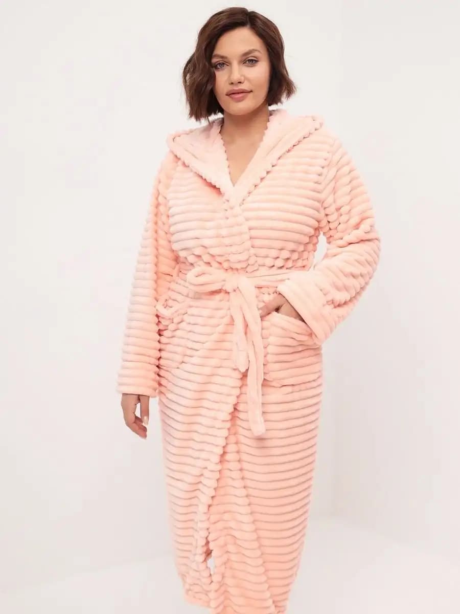 Халат домашний махровый теплый с капюшоном большие размеры