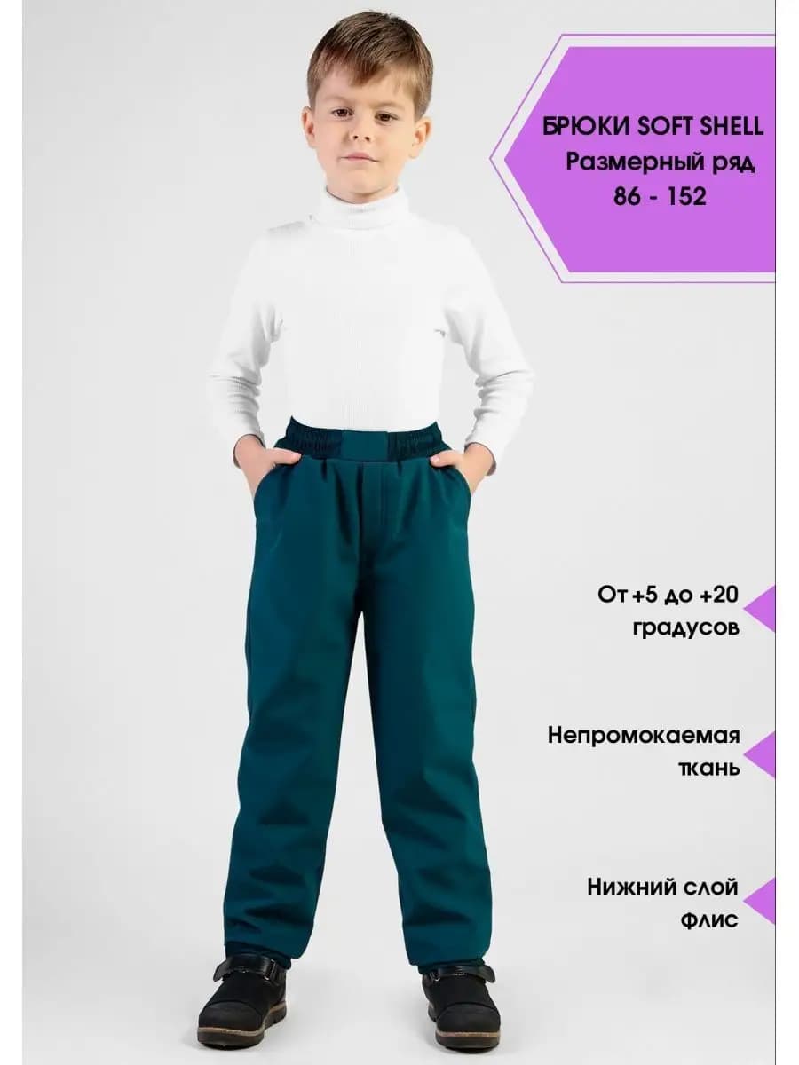 Утепленные непромокаемые брюки софтшелл на флисе