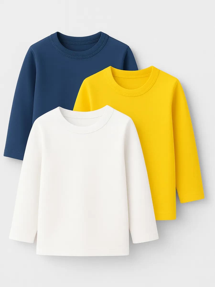 Лонгслив трикотажный базовый набор 3 шт - фото 1