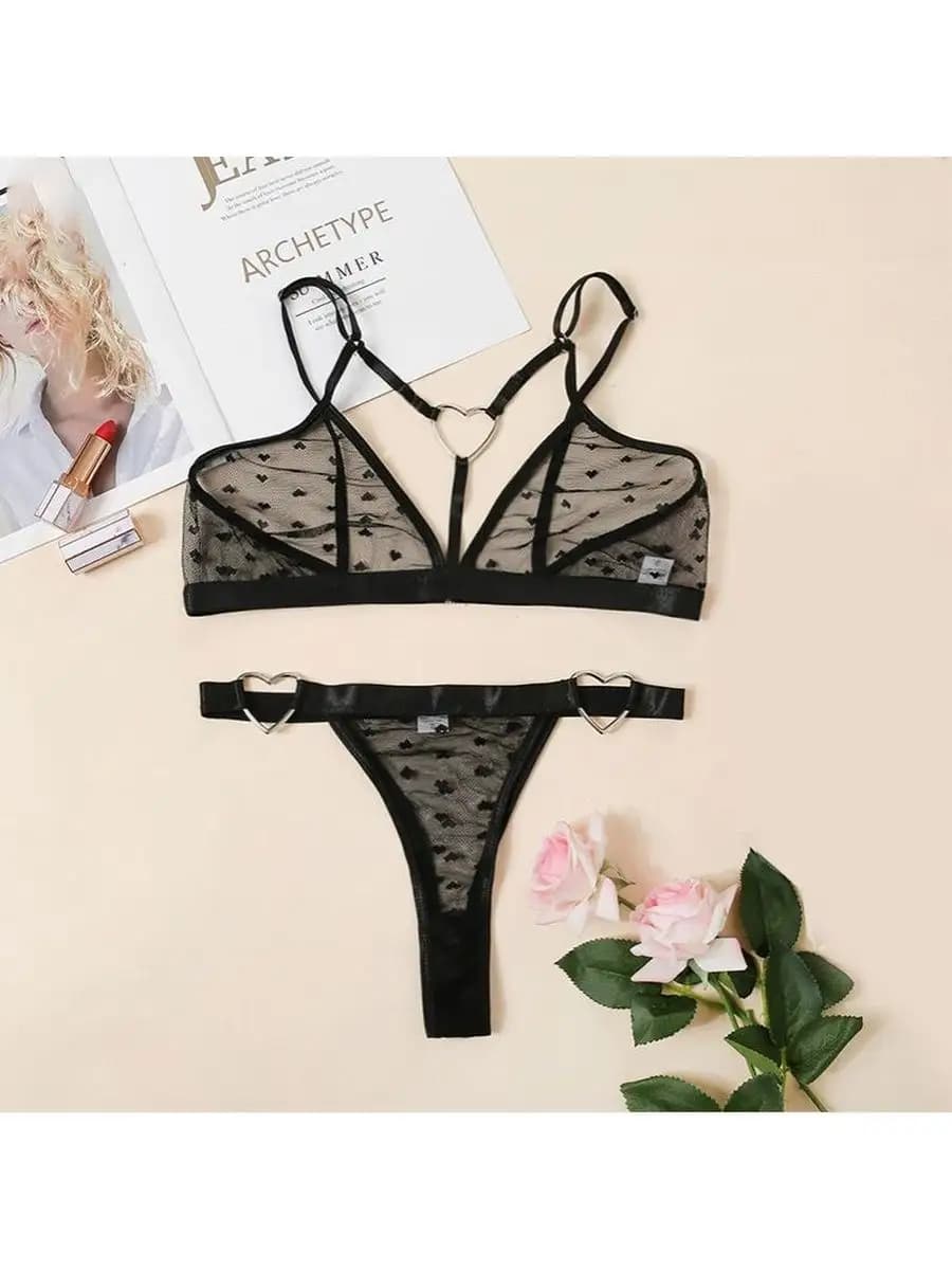 Нижнее белье комплект сетчатое с рисунком