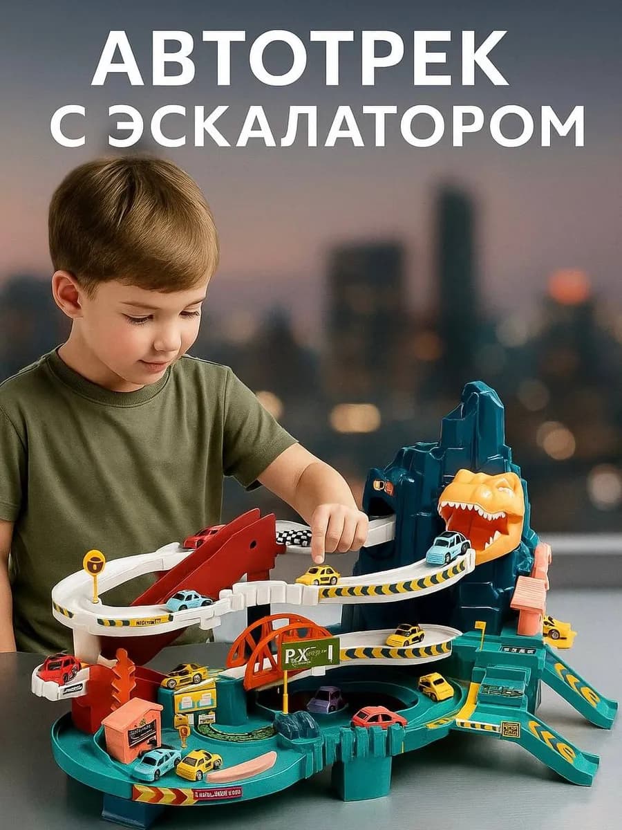 Автотрек с машинками, игрушечный транспорт