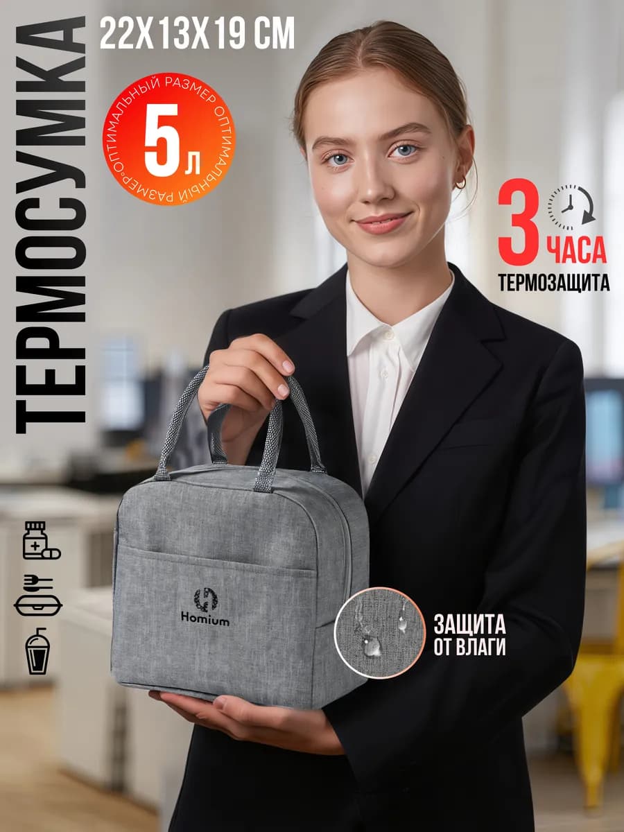 Термосумка для ланчбокса в офис компактная