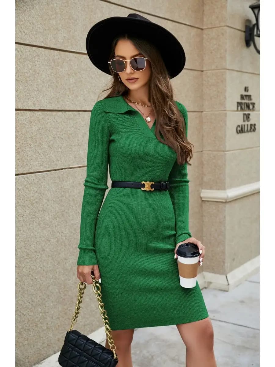 Платье вязаное лапша офисное осень