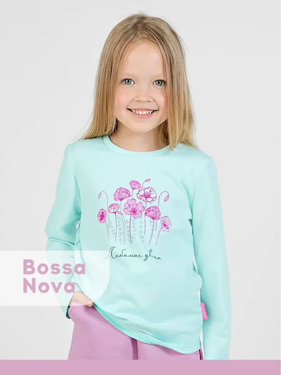 Лонгслив для девочки оверсайз с принтом детский хлопок