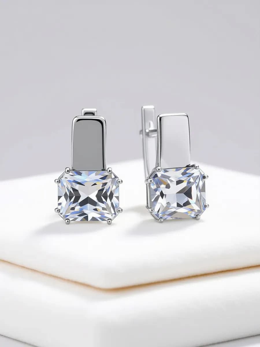 Серьги серебро 925 с Горным Хрусталем классика