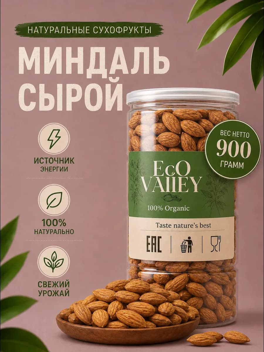 Миндаль сырой отборный 900гр
