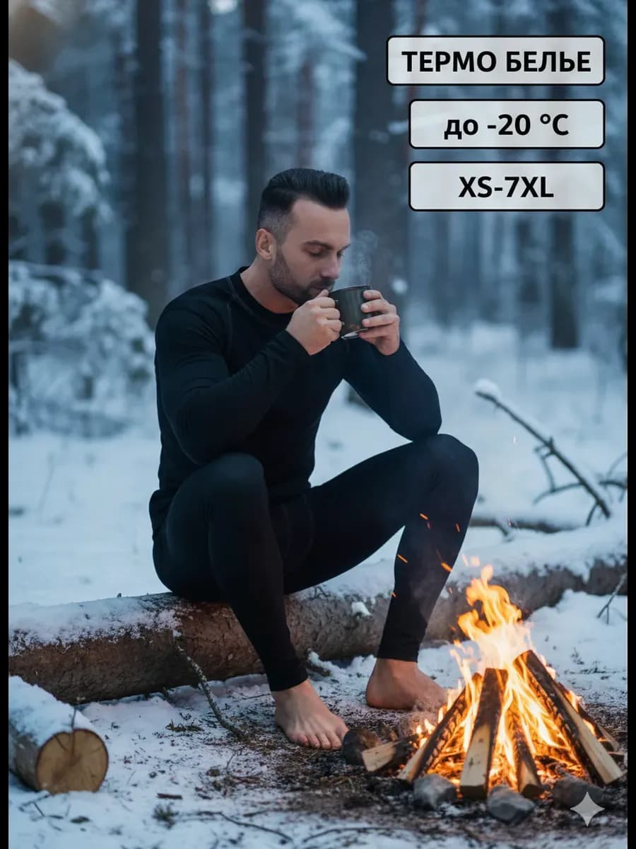 Комплект термобелье зимний теплый спорт