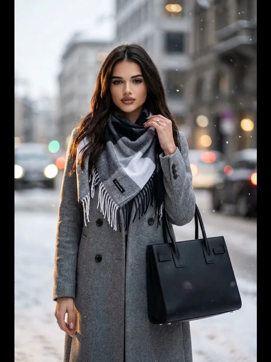 Платок на голову кашемир теплый зимний