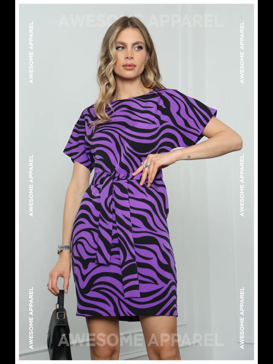 Платье офисное базовое зебра мини