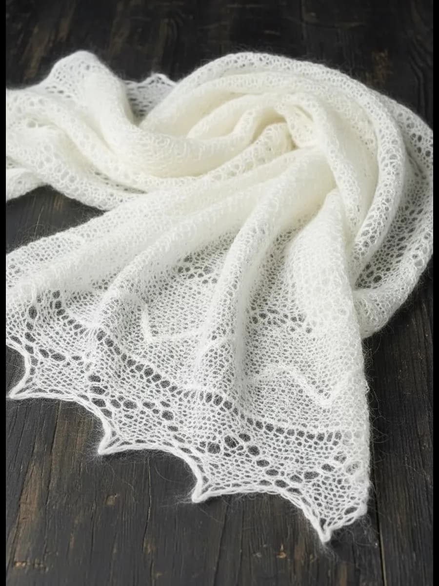 Платок пуховый натуральный паутинка шаль