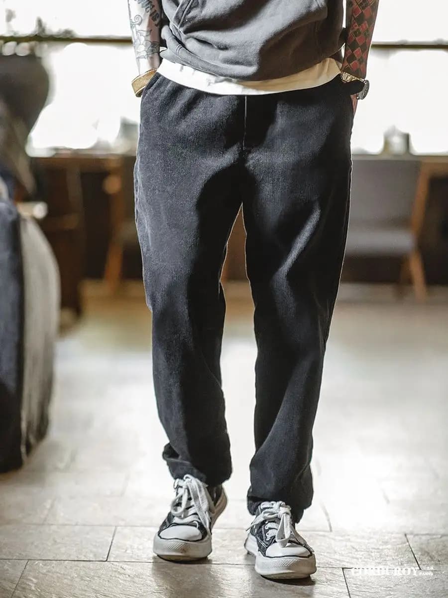 Брюки вельветовые зауженные на резинке