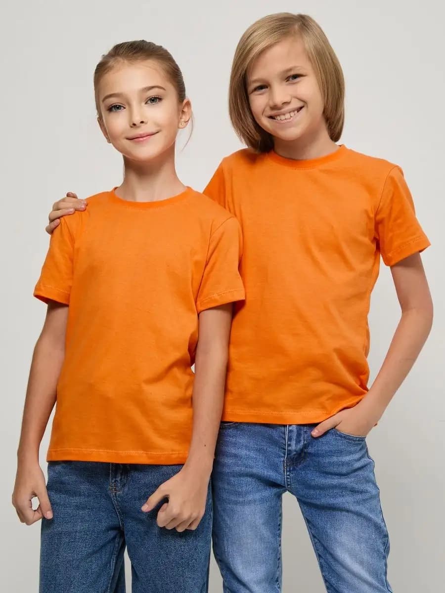 Детская базовая однотонная футболка - фото 1