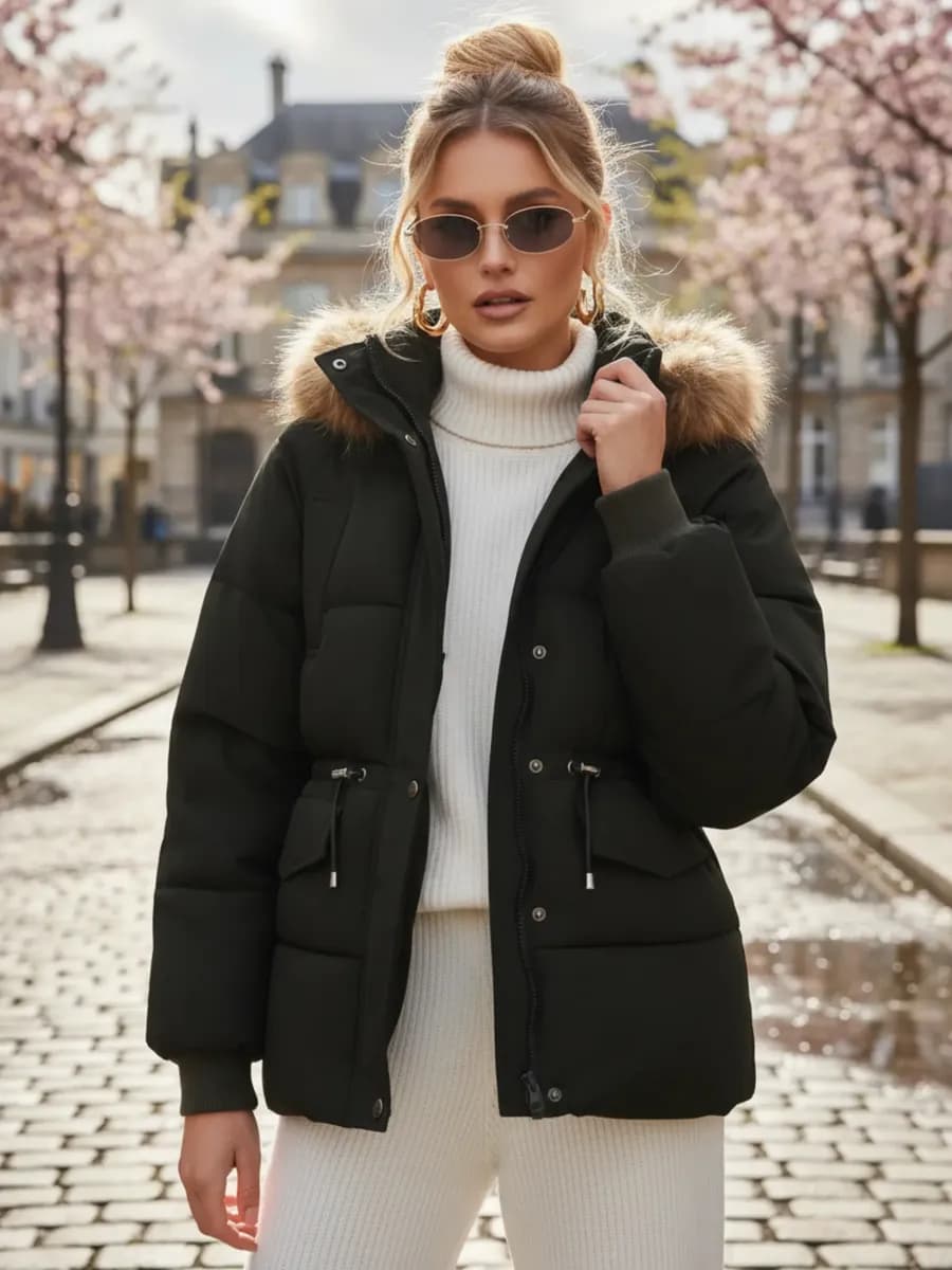 Парка зимняя с капюшоном с мехом