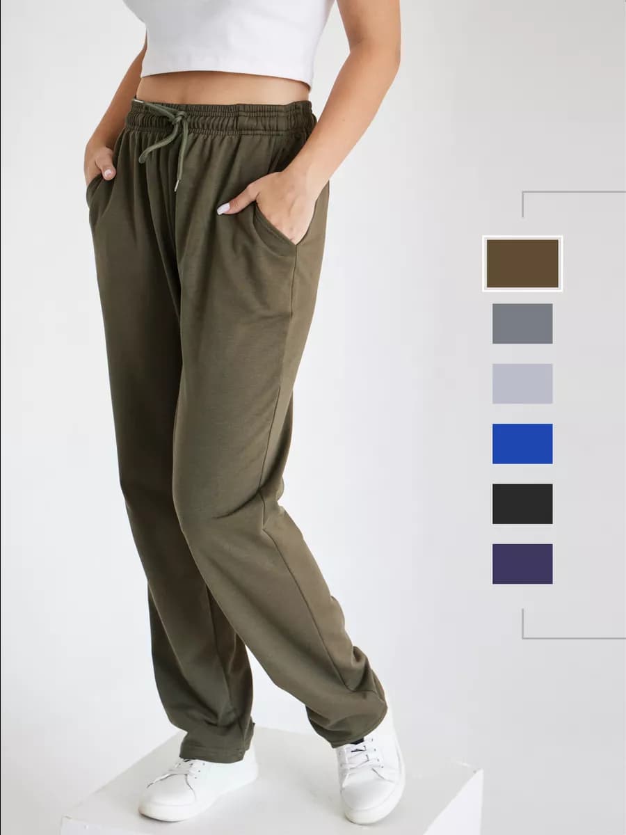 Брюки спортивные прямые на резинке из футера