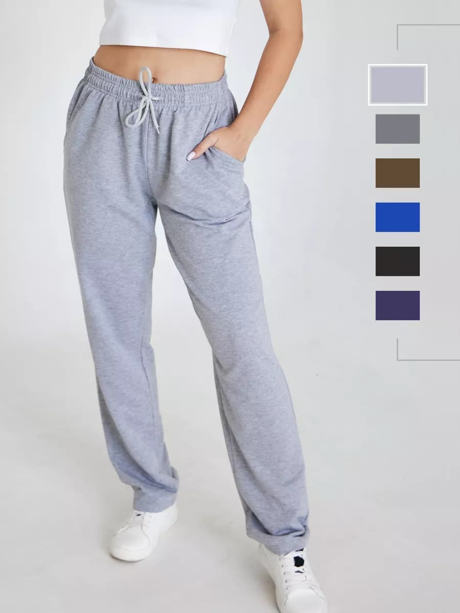 Брюки спортивные прямые на резинке из футера