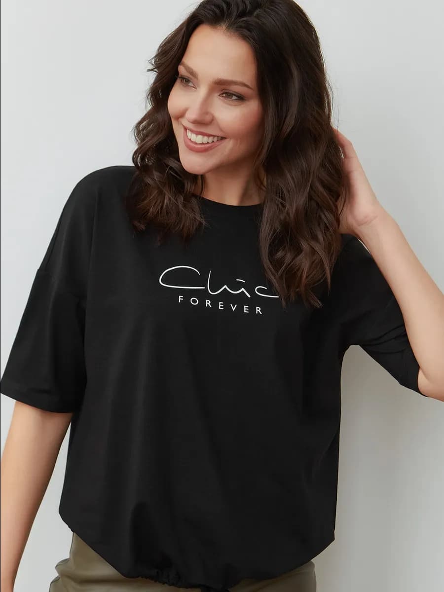 Футболка женская черная на завязках