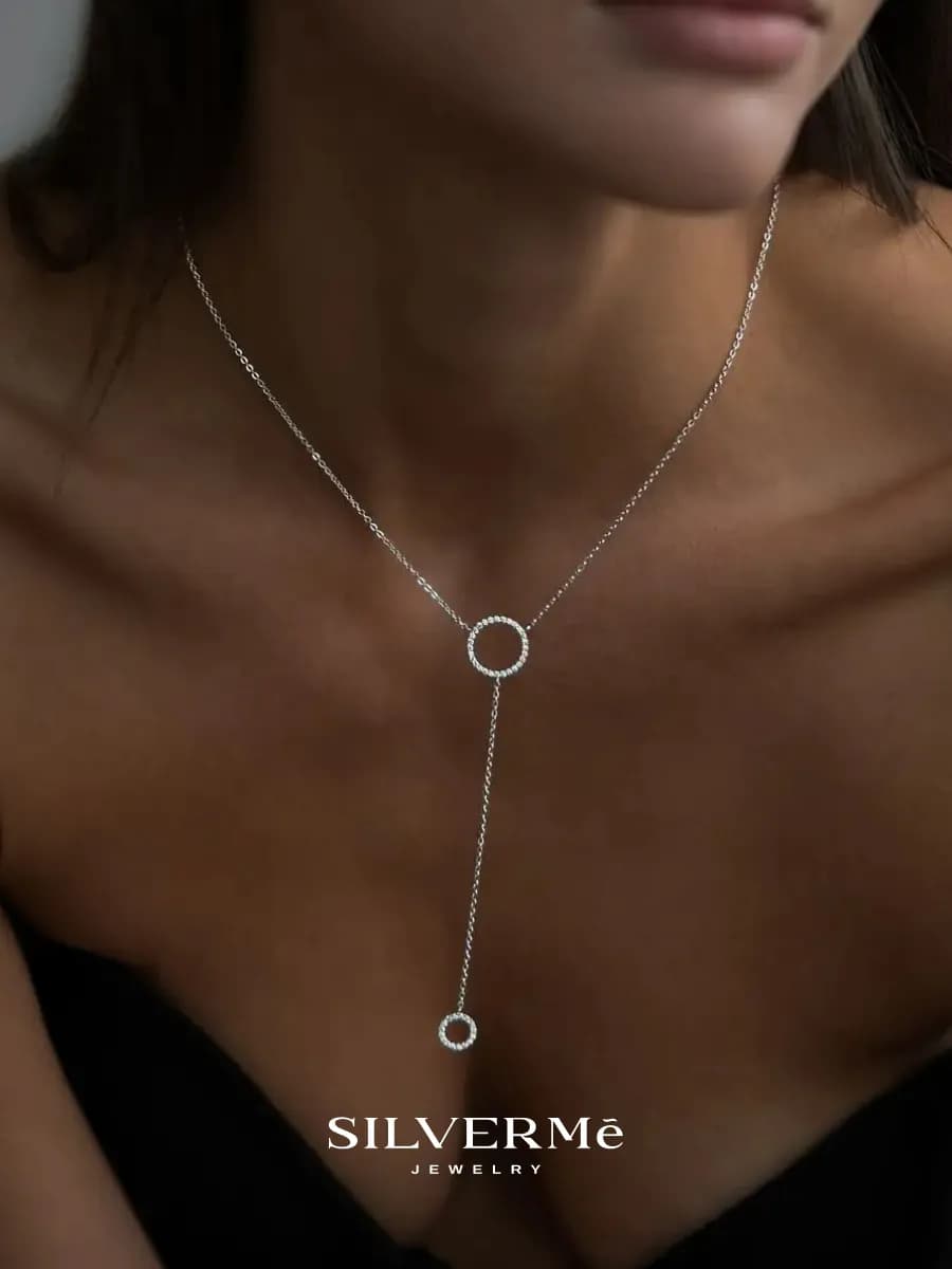 Колье галстук серебряное круг серебро 925